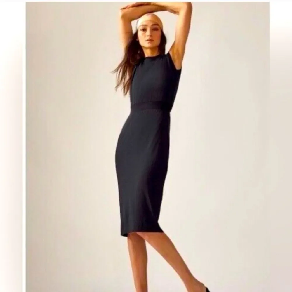 Athleta Santorini Cinch Dress Sleeveless Black Size M